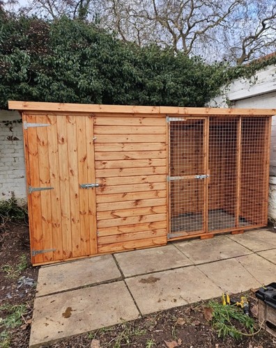 Outdoor wooden dog kennel with - outdoor,
