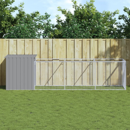 Dog house with run - light, grey